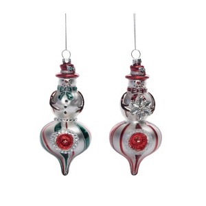 Transpac Glass Decorative Snowman Ornament Set of 2 Christmas Home Decorations - 1 of 1