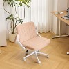 VINGLI Criss Cross Chair with Adjustable Flip-Up Arms,Cross Legged Chair with Wheels, Extra Wide Office Chair,Chenille Velvet - 3 of 4