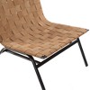 Woven Leather Accent Chair with Basket Weave Seat, Metal Frame, and Mid-Century Modern Design - 2 of 4
