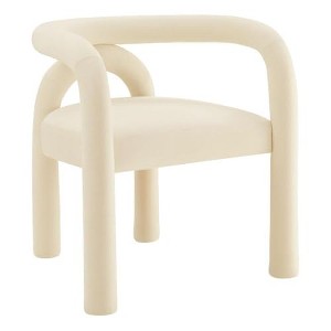 Modway  Astrid Upholstered Barrel Dining Chair in Porcelain Performance Velvet – Open Back Velvet Dining Room Chair with Arms - 1 of 4