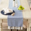 Design Imports  Woven Jacquard Fringe Table Runner, Nautical Blue, 15X72" - 2 of 4