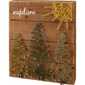 Home Decor 10.0 Inch String Art - Explore Pine Trees Folk Nails Box Signs - 1 of 3