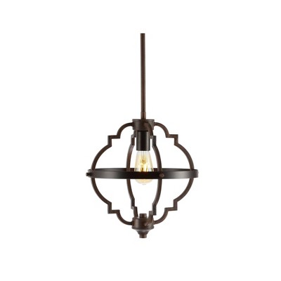 12.5" LED Adjustable Iron Ogee Rustic Industrial Pendant Oil Rubbed Bronze - JONATHAN Y