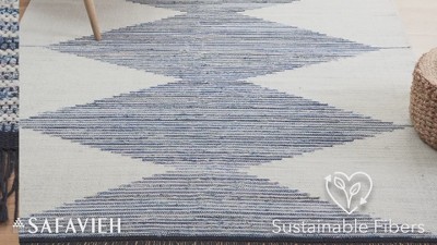 Kilim With Fringes KLM309 Flat Weave Area Rug - Blue/Ivory - 8'x10' - Safavieh