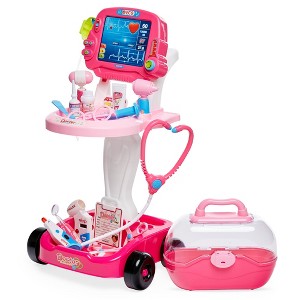 Best Choice Products Play Doctor Kit for Kids, Pretend Medical Station Set with Carrying Case, Mobile Cart - 1 of 4