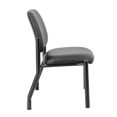 Sleek 400lb Capacity Armless Guest Chair in Antimicrobial Black Vinyl
