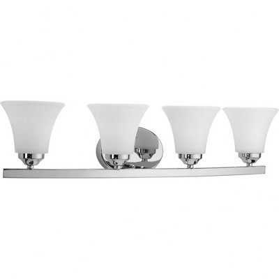 Progress Lighting Adorn 4-Light Bath Fixture, Ceramic, Polished Chrome, Etched Glass