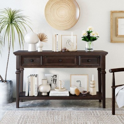 CAVINAS Modern Console Table with 3 Drawers and Open Shelf,50 inch Rectangle Entryway Table for Living Room,Hallway
