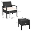 Costway 3PCS Patio Rattan Furniture Set Storage Table Cushioned Sofa Deck Red\Turquoise\White - 4 of 4