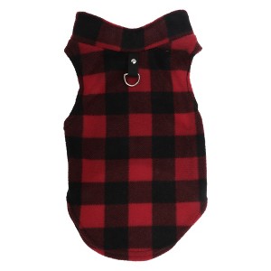 Unique Bargains Dog Cat Warm Vest Plaid Polar Fleece for Winter and Autumn - 1 of 4