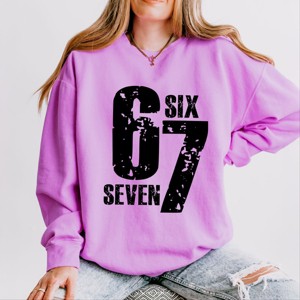 Six Seven Distressed - Women's Lightweight Garment Dyed Sweatshirt - 1 of 3