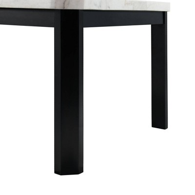 Celine White Marble and Black Wood Rectangular Dining Table