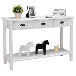Costway 47" Console Table Hall Table Side Desk Accent Table Drawers Shelf Entryway White