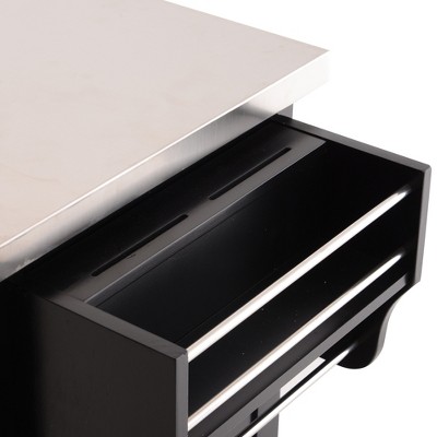 Black Stainless Steel Kitchen Cart with Spice Rack and Storage
