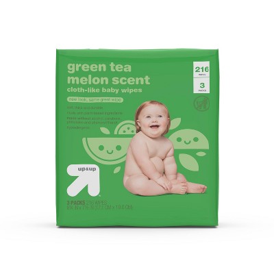 Green Tea Melon Scent Baby Wipes - 3pk 