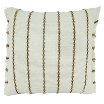 Saro Lifestyle Down Filled Throw Pillow with Striped Design, 22", Off-White