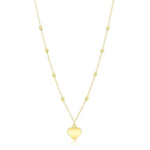 Classic Gold 14K Yellow Gold, Polished Heart & D-C Bead Necklace - Gold - 16+2 Inch - 1 of 2