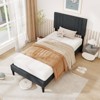 Safstar Twin Size Bed Frame with Vertical Channel Tufted Headboard & Wooden Slats - 3 of 4