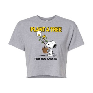Women's - Peanuts - Plant A Tree Cropped Graphic T-Shirt - 1 of 4