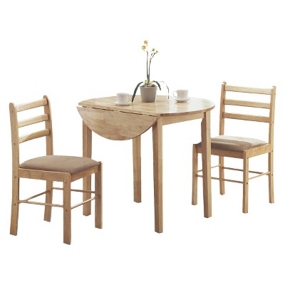 Set of 3 Extendable Dining Table and Chairs Natural - EveryRoom
