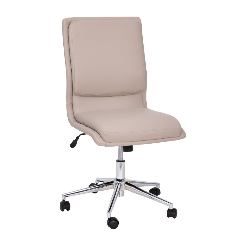 Merrick Lane Mid-Back Armless Home Office Chair with Height Adjustable Swivel Seat and Five Star Chrome Base, 1 of 12