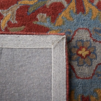 Handmade Red/Green Tufted Wool Rectangular Area Rug