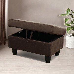 AndMakers 28.5 in. W Flannel Polyester Blend Rectangle Ottoman with Storage - 1 of 4
