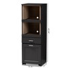 Fabian Oak Finished Kitchen Cabinet with Roll Out Compartment Dark Gray/Brown - Baxton Studio: Slide-Out Trays, Cord Management, Mobile - 3 of 4