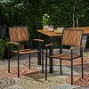 XINGHANZHENXUAN Gray 2 Pcs Modern Industrial Dining Chairs, Outdoor Patio Chairs with Vertical Slat Design for Backyard, Garden & Bistro - 2 of 4
