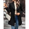 Womens Long Sleeve Blazer Laypel Neck Front Button Long Blazer Jackets Cinched Wasit Blazer Business Casual Outfits Jackets for Office - 3 of 4