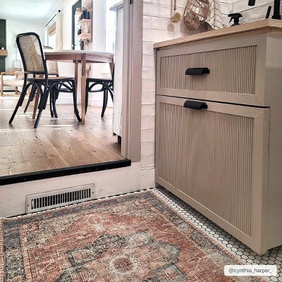 Rosman Blue and Beige Washable Vintage Area Rug