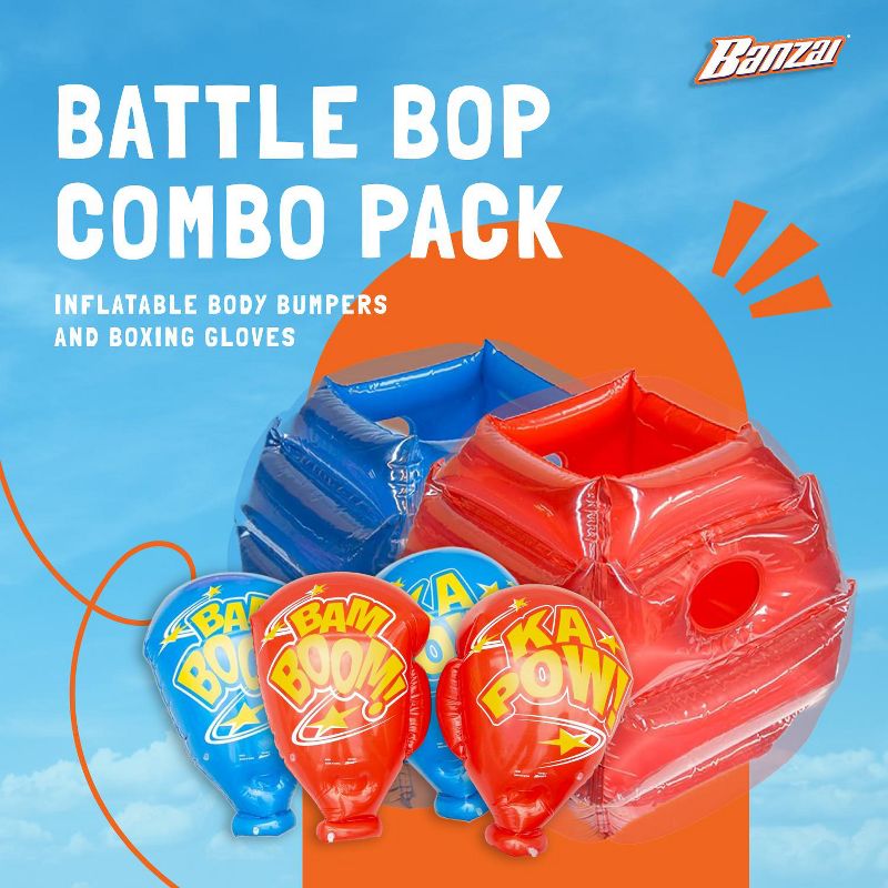 Banzai Battle Bop Combo Pack Outdoor Backyard Inflatable Toy Boxing Gloves and Bump and Bounce Body Bumpers for Ages 4 and Up, 2 Pairs Each, 2 of 7