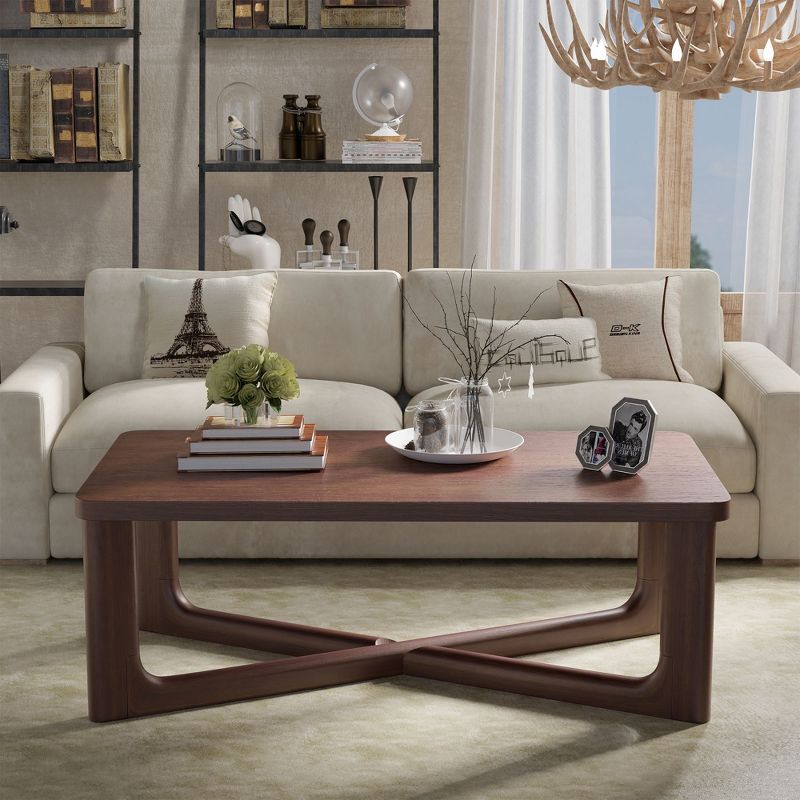 Neutypechic Wood Grain Tabletop Rectangle Coffee Table for Living Room, 2 of 8