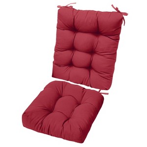 NewHome"2Pcs Rocking Chair Cushion Set with Non-Slip Ties, Polyester Fiber Filling for Comfort & Support"BlackGreyNavyBlue&WineRed - 1 of 4