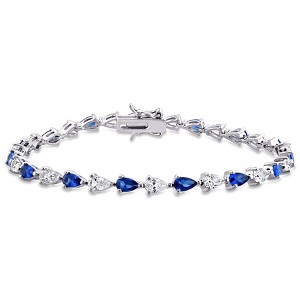 EVERLY JEWELRY | Sterling Silver 10-1/2 CT TGW Created Blue & White Sapphire Bracelet, 7-inch - 1 of 4
