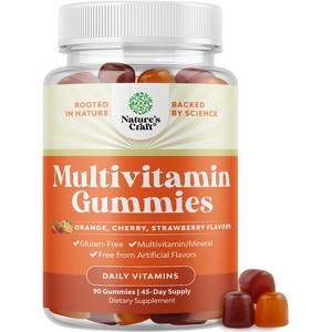Multivitamin Gummies for Adults, Gelatin-Free Gummy Multivitamins for Men & Women with Zinc & Vitamin D, Nature's Craft, 90ct - 1 of 4