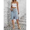 Coolmee Jean Skirts for Women Denim Casual Stretchy High Waisted Midi Pencil Skirt with Slit - 2 of 4