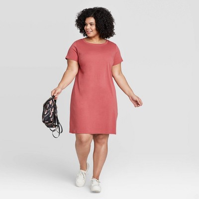 red t shirt dress plus size