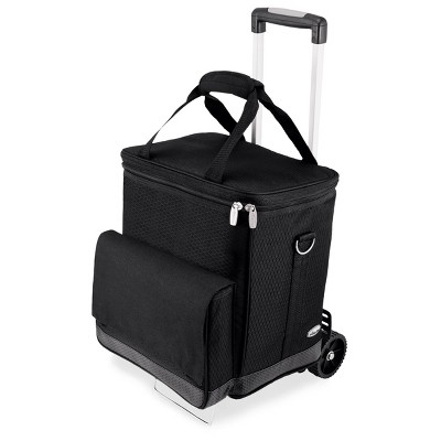 Legacy Cellar 6-Bottle Wine Carrier and Cooler Tote with Trolley - Black/Gray