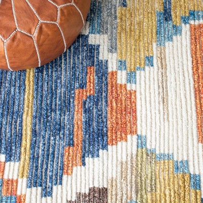 Hand-Knotted Red Geometric Wool 6' x 9' Area Rug