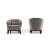 Fabric Barrel Accent Chair with Channel-Tufted Back, Curved Edges and Padded Seat, with Matching Pillow and Sturdy Wooden Legs - 2 of 4