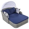 79.9" Outdoor Sunbed With Adjustable Canopy, Double Lounge, PE Rattan Daybed, Gray Wicker And Cushion - 4 of 4