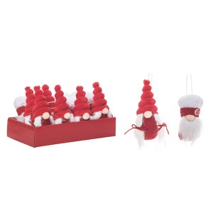 Transpac Polyester 4.5 in. Red Christmas Plush Plaid Baker Gnome Orn Set of 12 in Display - 1 of 2