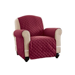 Collections Etc Ultra Reversible Furniture Cover Protector Chair Burgundy/Taupe - 1 of 3