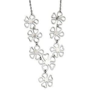 Black Bow Jewelry Stainless Steel Polished Flowers Y Necklace - 18 Inch - 1 of 4