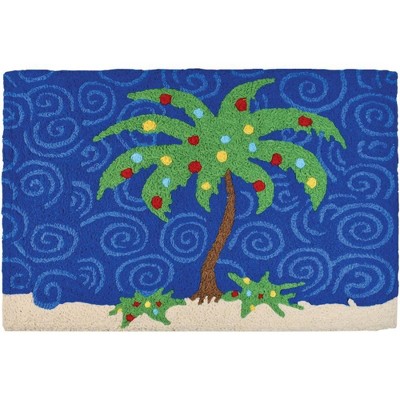 Jellybean 20"x30" Holiday Palm Tree Doormat – Indoor/Outdoor Rectangle Mat for Christmas & Tropical Decor