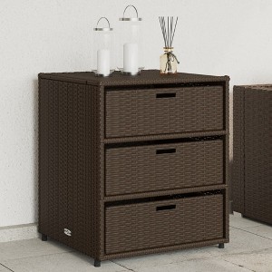 vidaXL Patio Storage Cabinet Brown 21.7"x23.2"x27.2" Poly Rattan - 1 of 4