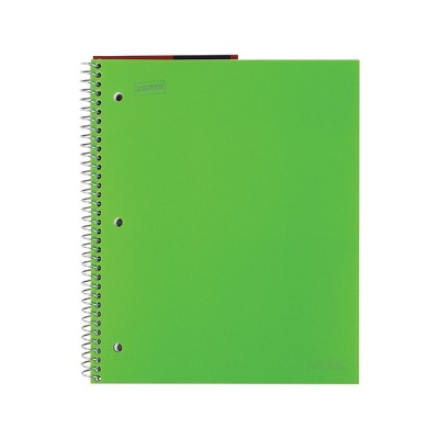 Staples Accel Durable Poly Cover 1 Sub Notebook College Ruled 8.5"x11" Green 572547