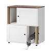 Cat Litter Box Enclosure with Dual Rooms for 2 Cats, Hidden Kitty Toilet Furniture Cabinet with Scratching Posts & Double-Layer Litter Mats - 3 of 4