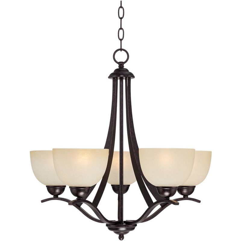 Regency Hill Airington Bronze Pendant Chandelier 23" Wide Rustic Scrolling Arms Scavo Glass 5-Light Fixture for Dining Room Home Kitchen Island, 1 of 8